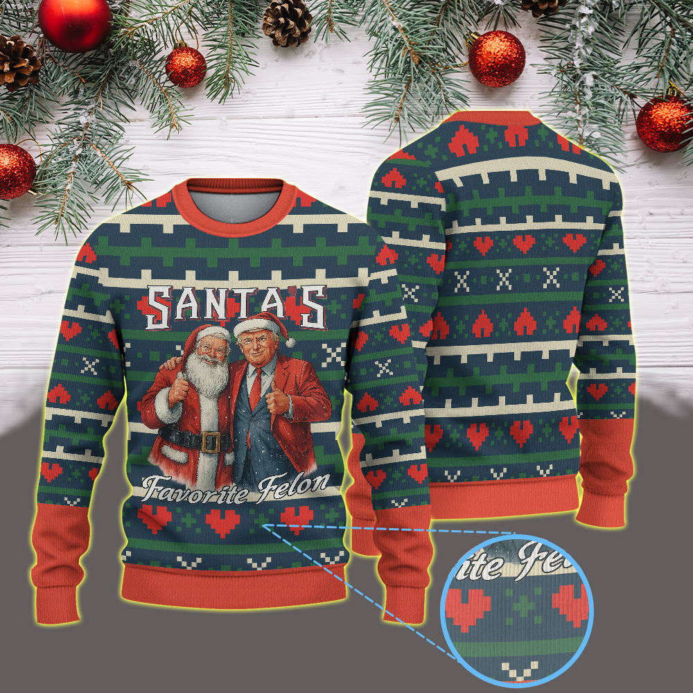 Donald Trump Santa’s Favorite Felon Ugly Christmas Sweater – Funny Holiday Pullover for Men & Women