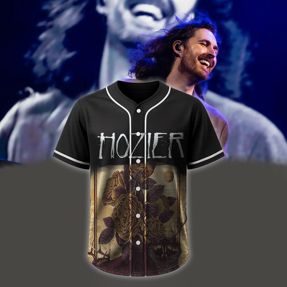Hozier 2025 Baseball Jersey – June 8 New York, NY – Antlered Creatures & Golden Roses Vintage Art - Image 2