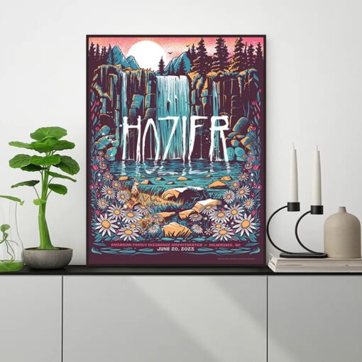 Hozier 2025 Tour Poster – June 20 Milwaukee WI – Waterfall Forest Scenic Art Print - Image 3