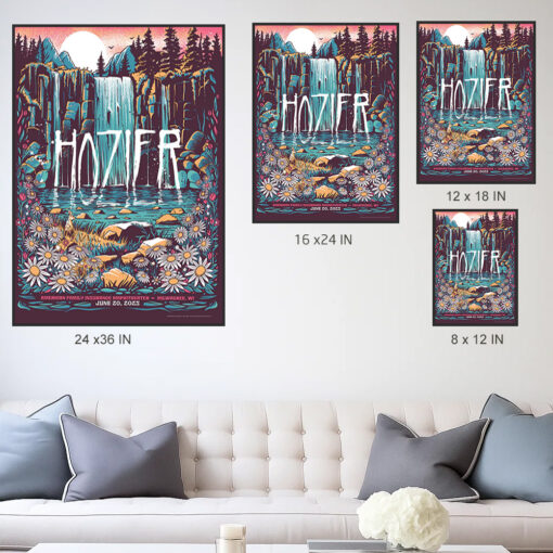 Hozier 2025 Tour Poster – June 20 Milwaukee WI – Waterfall Forest Scenic Art Print - Image 5
