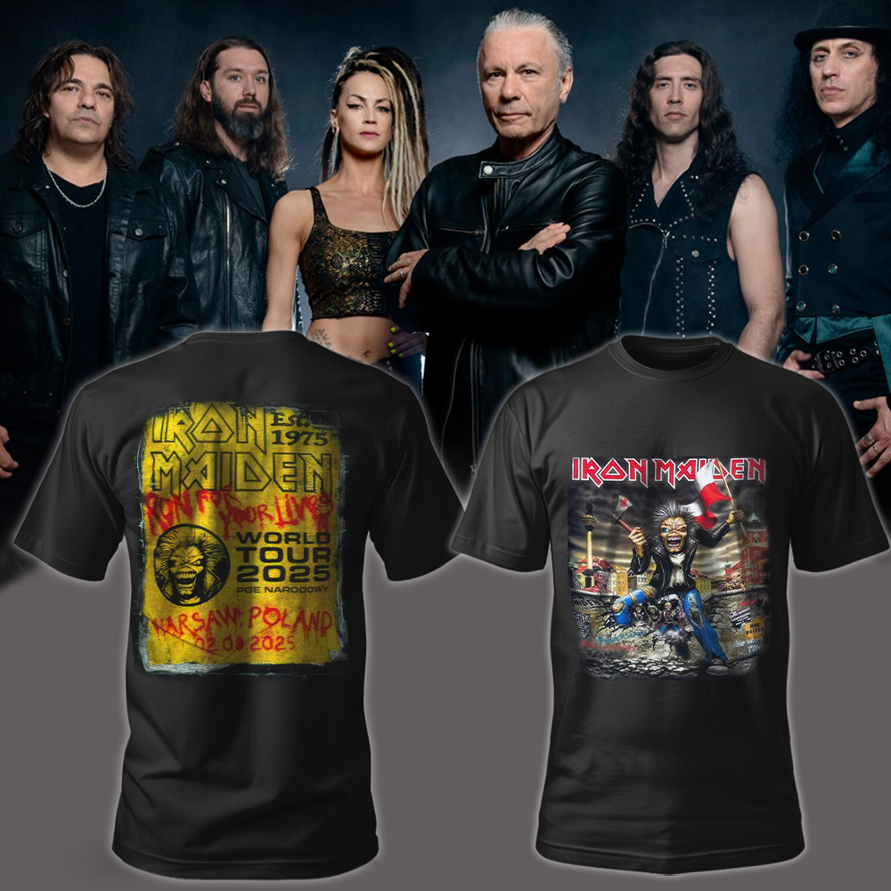 Iron Maiden Run For Your Lives World Tour 2025 – August 2 – Warsaw, Poland – PGE Narodowy – Eddie with Polish Flag – T-Shirt